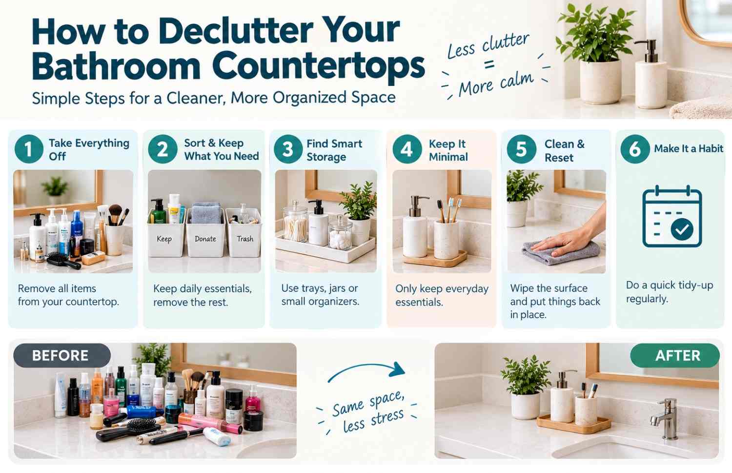 how to declutter your bathroom countertops
